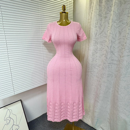Women's Knit Cutout Short Sleeve Maxi Dress