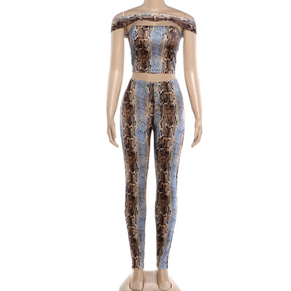 Joskaa Snake Print Sleeveless Crop Two Piece Set - two piece set image 5