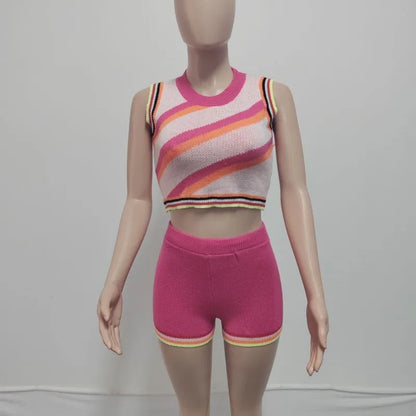 Wholesale Women's Knit Crop Ribbed Two Piece Set