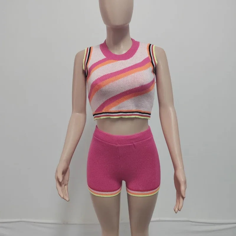 Wholesale Women's Knit Crop Ribbed Two Piece Set