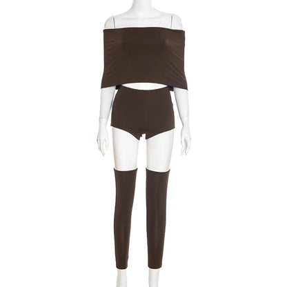 Wholesale Women's Black Wrap Chest Two Piece Set