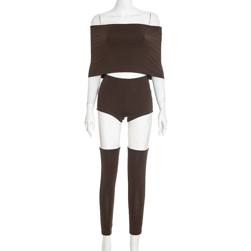 Wholesale Women's Black Wrap Chest Two Piece Set