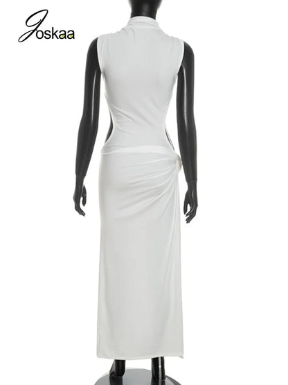 Women's Ruched Cutout Sleeveless Bodycon Maxi Dress - Detail View