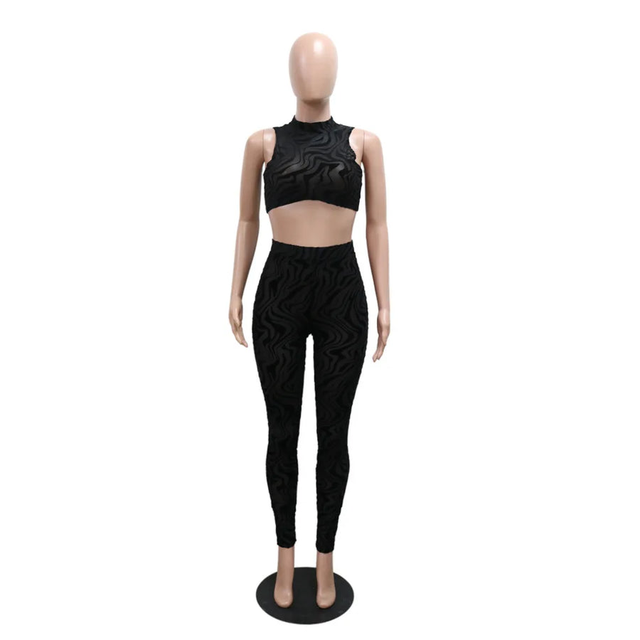 Women's Stripe Crop Striped Tank Two Piece Set