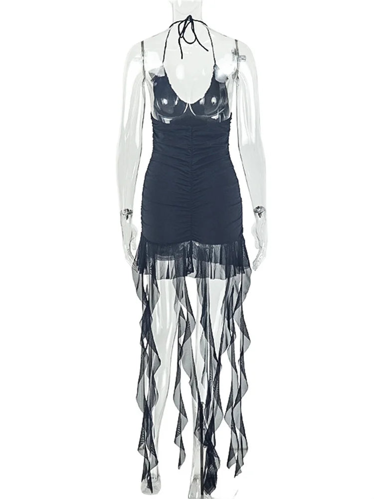 Joskaa Lace Mesh Ruched Backless Mini Dress - mini dress image 4