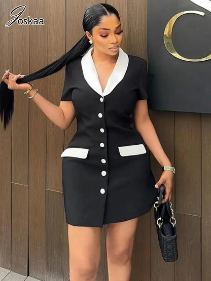 Wholesale Women's Short Sleeve Bodycon Mini Dress Black And White – Side View