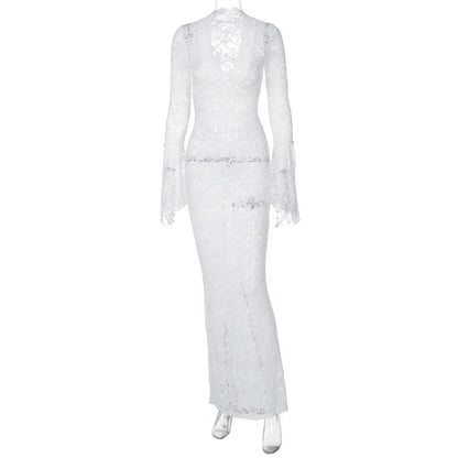 Women's Lace Long Sleeve Bodycon Maxi Dress