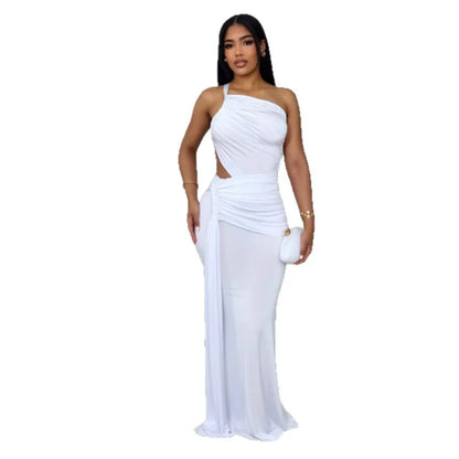 Women's Backless Cutout Pleated Maxi Dress