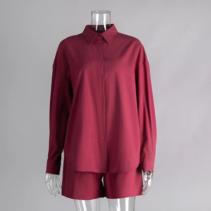 Women's Long Sleeve Comfort Lapel Full Two Piece Set