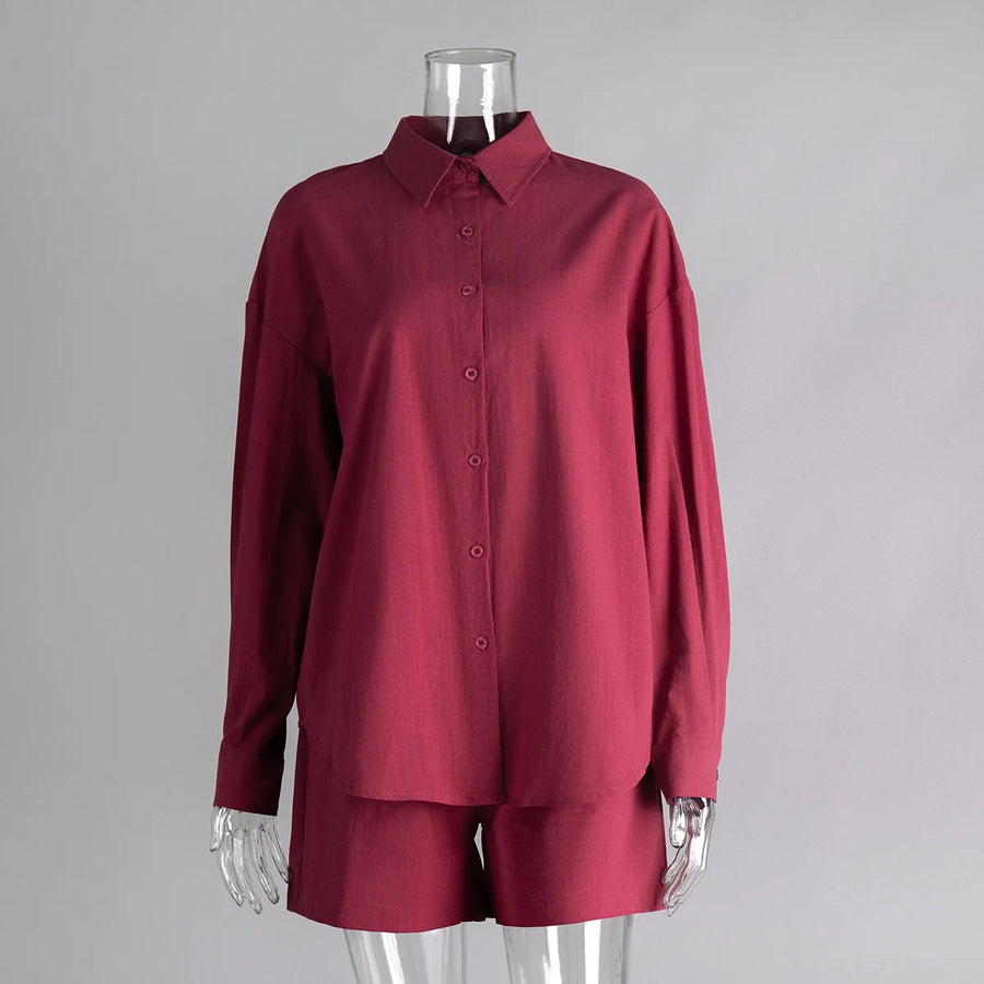 Women's Long Sleeve Comfort Lapel Full Two Piece Set
