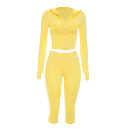 Women's Ruched Zip Up Long Sleeve Two Piece Set - Additional View 7
