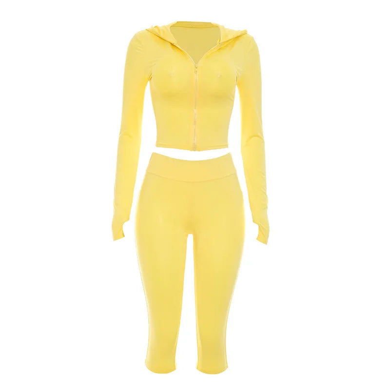 Women's Ruched Zip Up Long Sleeve Two Piece Set - Additional View 7