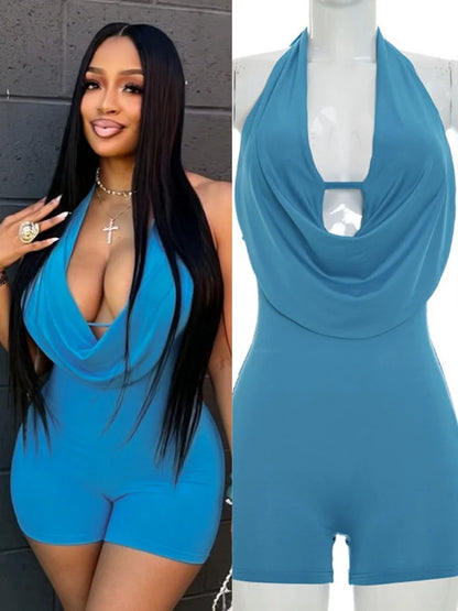Women's Backless Halter Sleeveless Bodycon Romper - Additional View 8