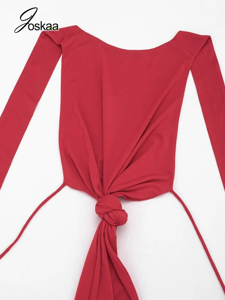 Women's Backless Halter Two Piece Set - Model Wearing Style