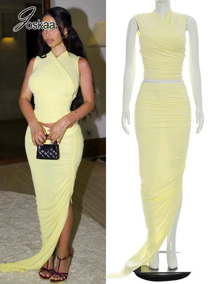 Wholesale Women's Ruched High Waist Two Piece Set – Women's Fashion Wholesale – Front View