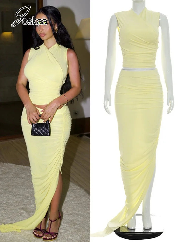Wholesale Women's Ruched High Waist Two Piece Set – Women's Fashion Wholesale – Front View