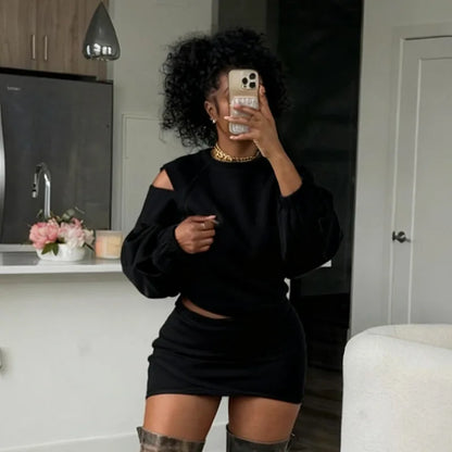 Women's Cutout Long Sleeve Two Piece Set