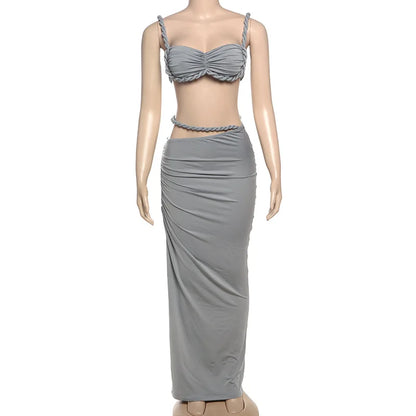 Wholesale Women's Cutout Crop Maxi Two Piece Set
