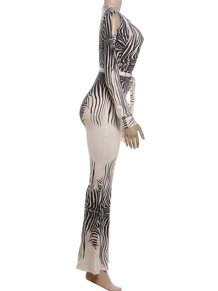 Joskaa Stripe Long Sleeve Bodycon Romper - romper image 3