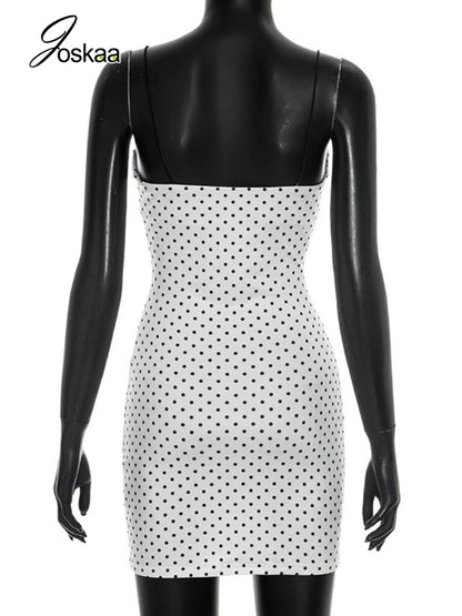 Women's Polka Dot Lace Sleeveless Mini Dress Green – Detail View