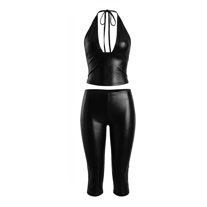 Women's Backless Halter High Waist Two Piece Set - Additional View 7