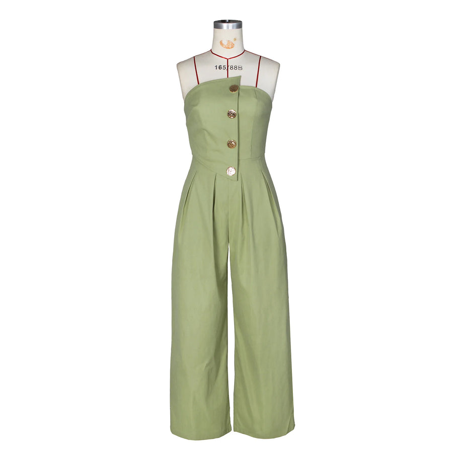 Women's Strapless Flare Wide Leg Elegant Romper
