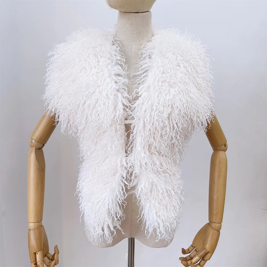 Women's Backless Halter Faux Fur Waistcoat Jacket