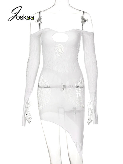 Women's Mesh Cutout Strapless Long Sleeve Dress 496 – Back View
