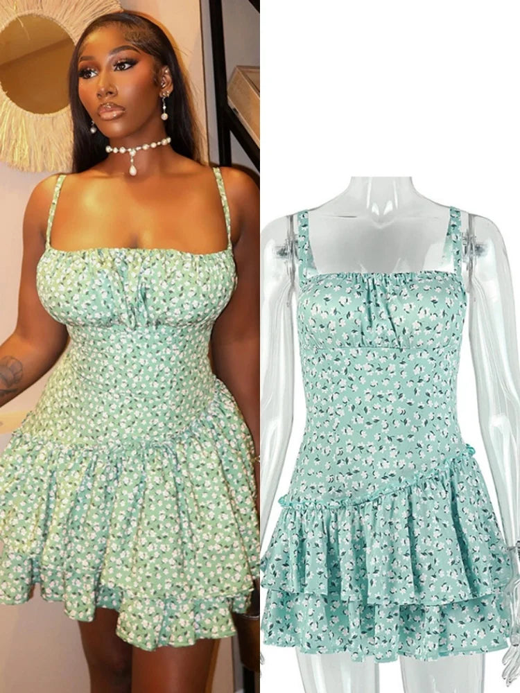 Women's Floral Print Sleeveless Bodycon Mini Dress - Additional View 8