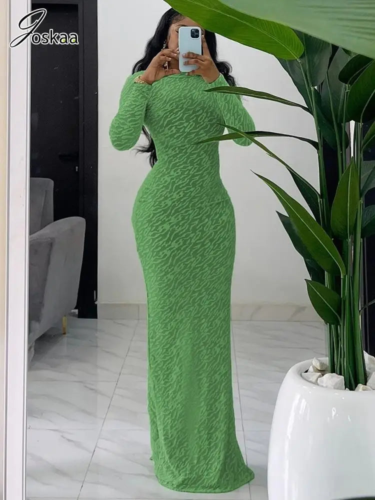 Wholesale Women's Long Sleeve Bodycon Maxi Dress – Women's Fashion Wholesale – Front View