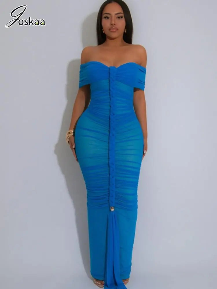 Women's Mesh Backless Strapless Maxi Dress – Women's Fashion Wholesale – Front View