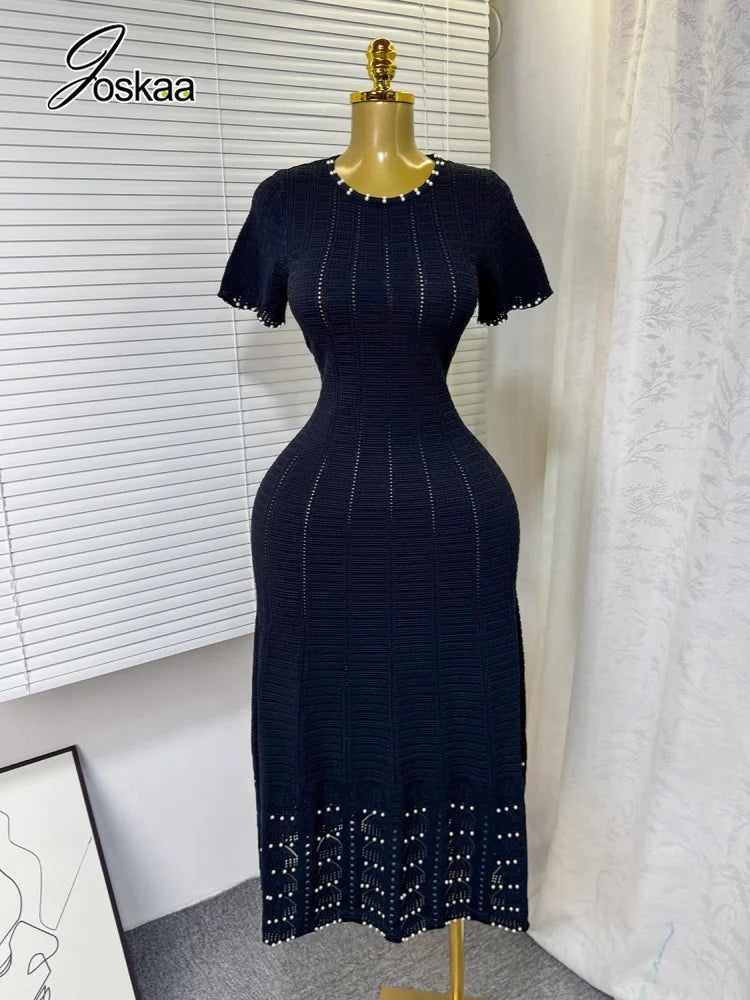 Women's Knit Cutout Short Sleeve Maxi Dress Apricot – Side View