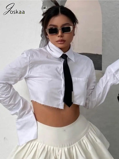 Women's Long Sleeve Unique Irregular Shirts Top Black – Front View