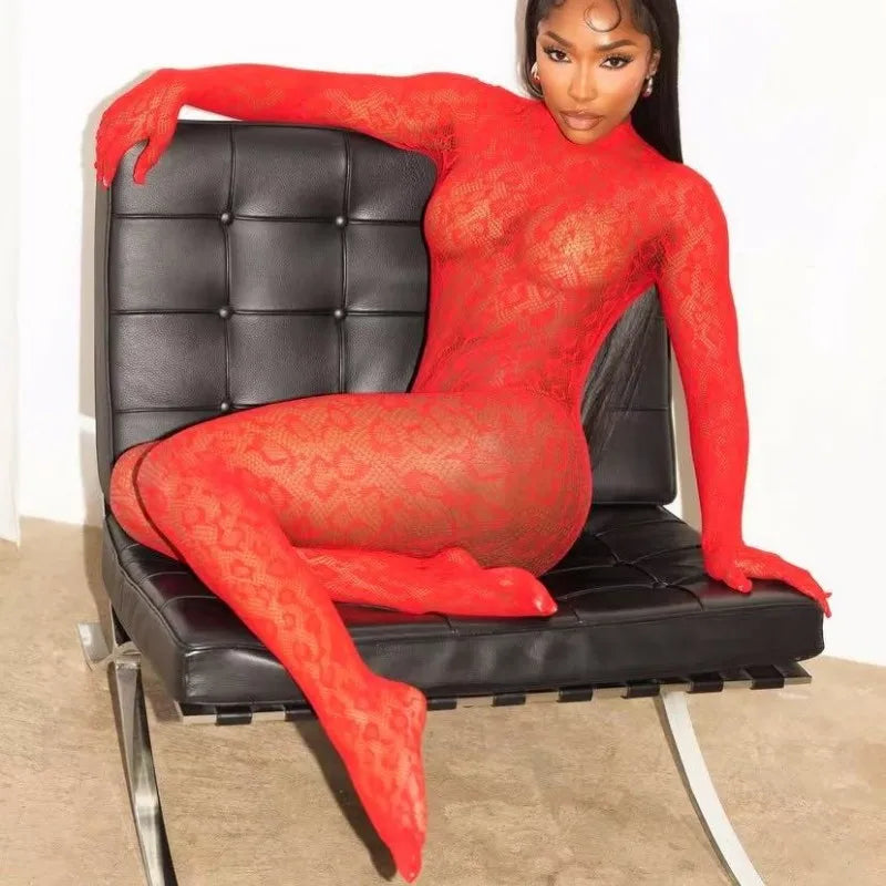 Women's Leopard Print Mesh Long Sleeve Romper