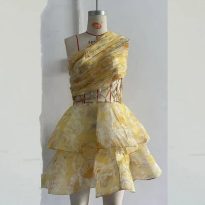 Women's Floral Print Backless Halter Mini Dress