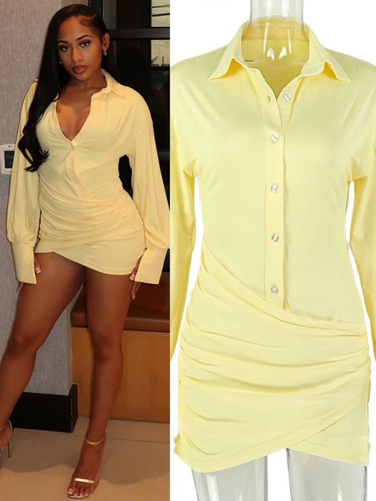 Women's Ruched Long Sleeve Bodycon Mini Dress - Additional View 8