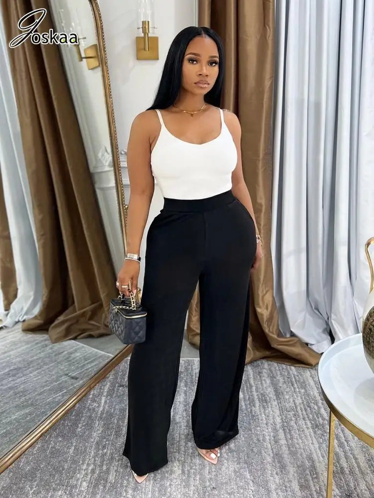 Women's Sequin High Waist Flare Wide Leg Shiny Pants – Women's Fashion Wholesale – Front View