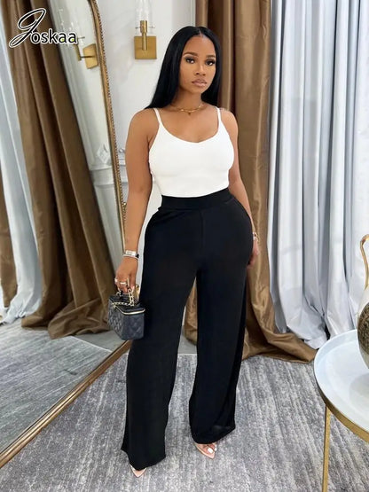 Women's Sequin High Waist Flare Wide Leg Shiny Pants – Women's Fashion Wholesale – Front View