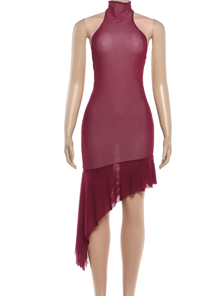 Joskaa Mesh Backless Halter Sleeveless Dress - dress image 5