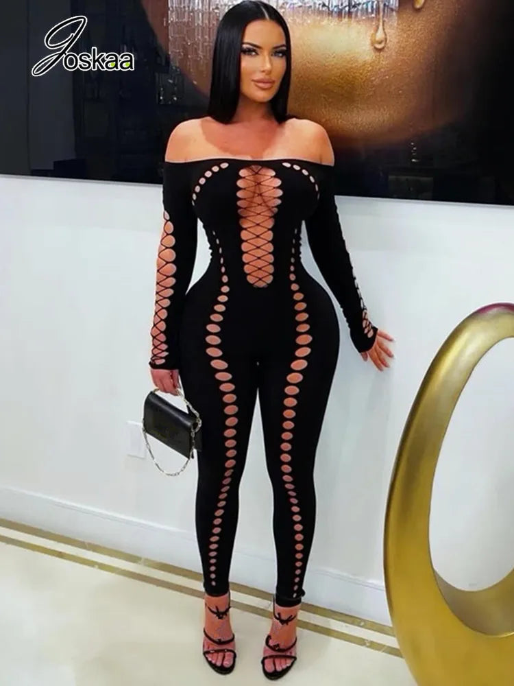 Women's Cutout Long Sleeve Bodycon Romper – Women's Fashion Wholesale – Front View