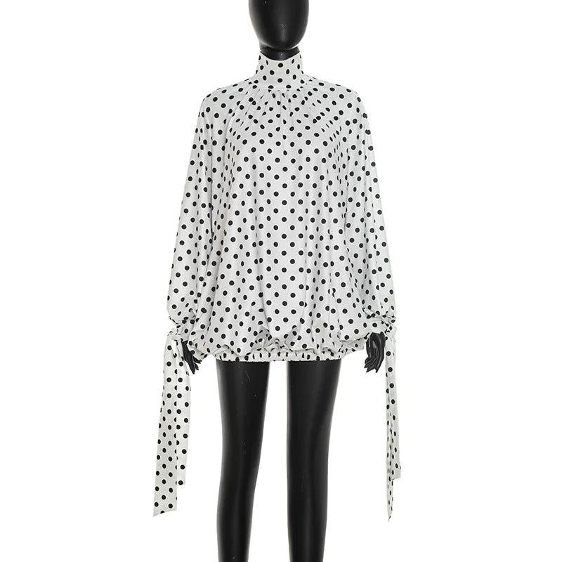 Women's Polka Dot Long Sleeve Mini Dress - Additional View 9