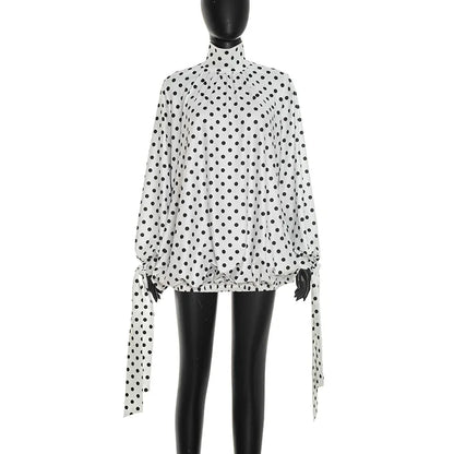 Women's Polka Dot Long Sleeve Mini Dress - Additional View 9