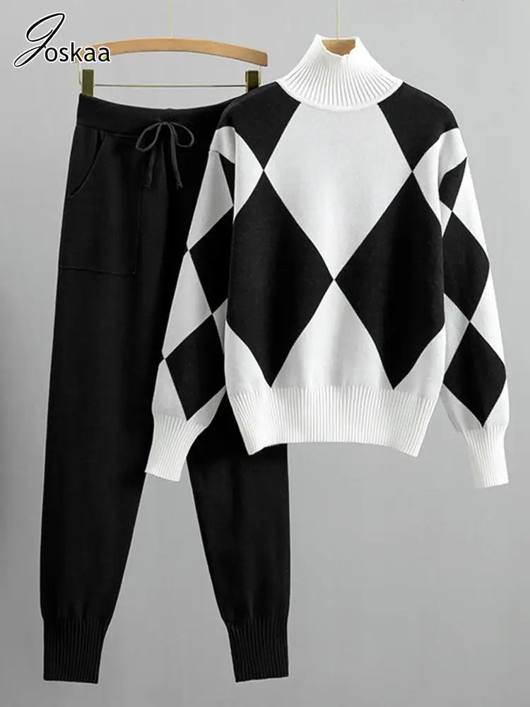 Women's Knit Long Sleeve Ribbed Two Piece Set Blue – Side View