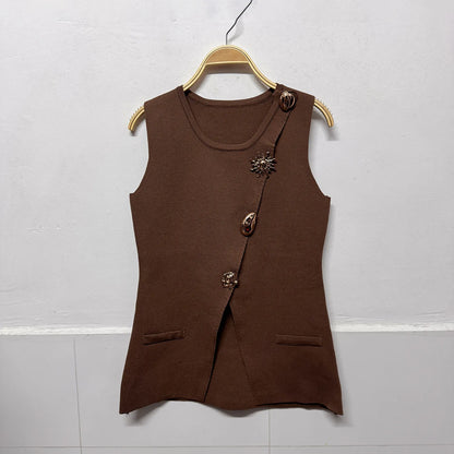 Women's Knit Sleeveless Bodycon Ribbed Jacket