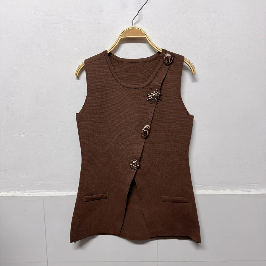 Women's Knit Sleeveless Bodycon Ribbed Jacket