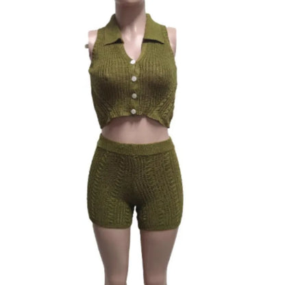 Wholesale Women's Knit Crop Ribbed Two Piece Set