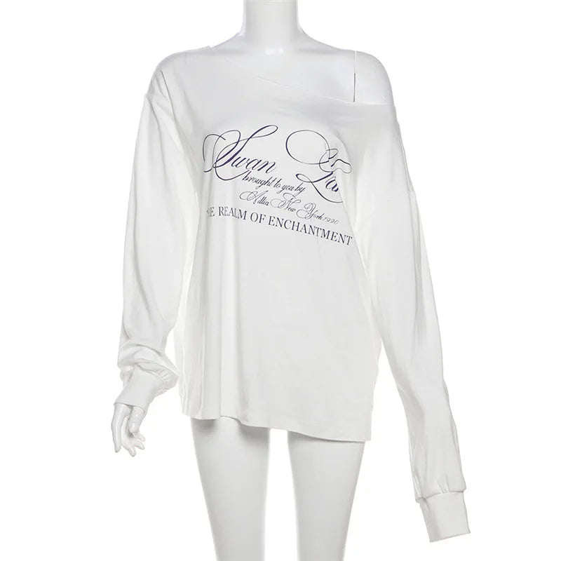 Women's Letter Print Short Sleeve Oversized Top