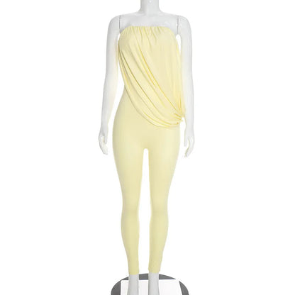 Women's Ruched Strapless Sleeveless One Shoulder Romper - Additional View 9