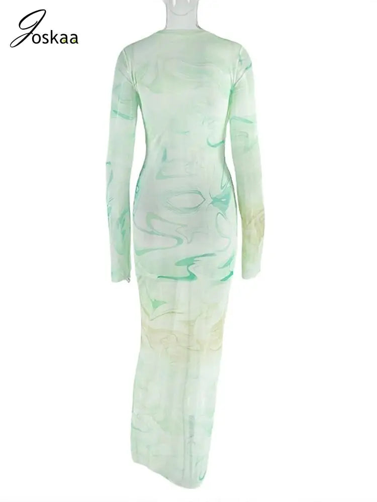 Women's Stripe Ruched Long Sleeve Maxi Dress Green – Detail View