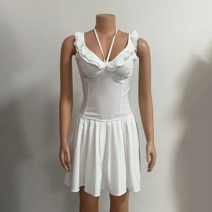 Women's Sleeveless Bodycon Pleated Mini Dress